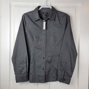 Madewell Women's 12 Fitted Long Sleeve Gray Chino Button-Up Shirt  Casual NWT